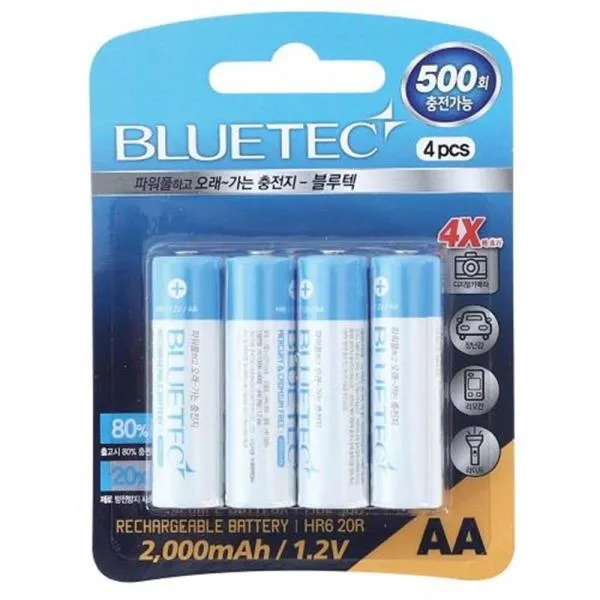 블루텍 충전용 건전지 HR6 20R(AA) 1.2V 가격비교 규격표