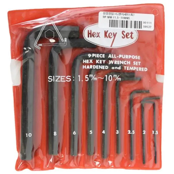 삼정정밀 L렌치세트-쌈지타입B품 1.5 – 10mm 9pcs 렌찌 공구 수작업 가격비교 규격표