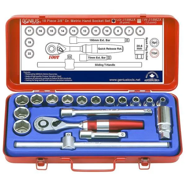 지니어스 핸드소켓세트 GS 318M2X 3/8SQ 수공구 복스 렌치 가격비교 규격표