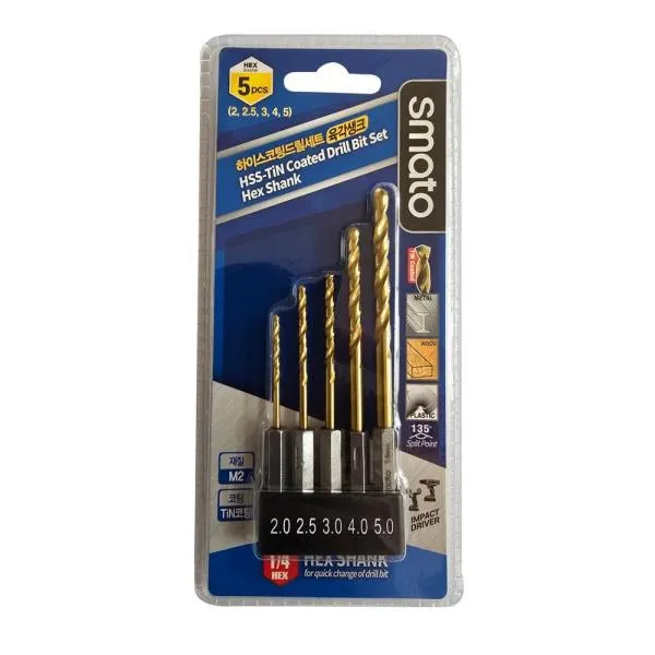 스마토 하이스코팅드릴세트-육각생크 5pcs 2, 2.5, 3, 4, 5mm 가격비교 규격표