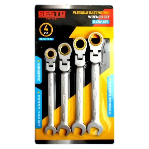 베스토 플렉시블 라쳇렌치세트(4PCS) B GW 4FS 10,12,13,14mm(4PCS) 수작업 깔깔이 복스 가격비교 규격표