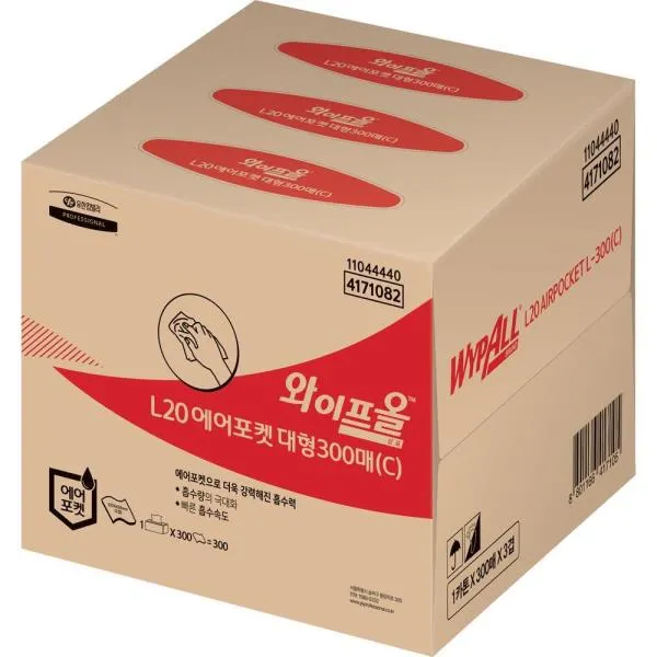유한킴벌리 와이퍼올 와이퍼 4171082 L20 에어포켓와이퍼 대형 300매 가격비교 규격표